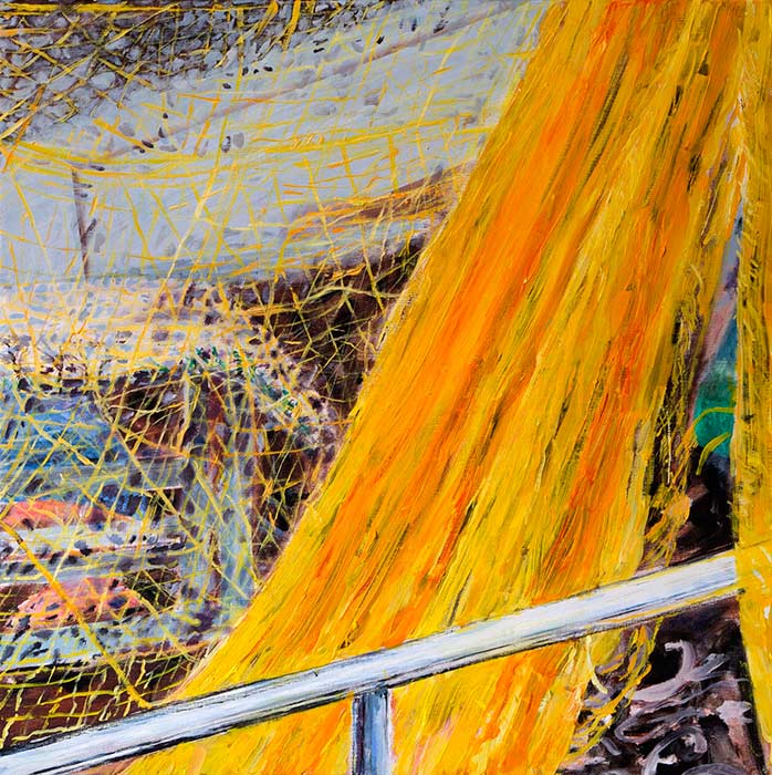 2014 - oil painting on canvas - "fish nets" (yellow) - 100x100cm